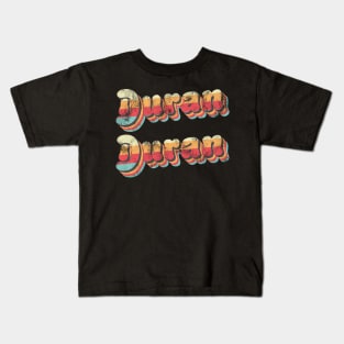 Duran Duran Retro Rainbow Grunge Stacked Text Kids T-Shirt